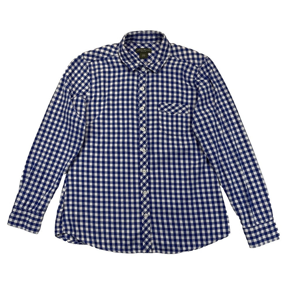 Eddie Bauer Blue Gingham Flannel Shirt Womens M Cottagecore Preppy